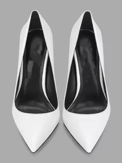 Escarpins basiques blancs pour femmes Chaussures à talons hauts avec bout pointu et bout pointu