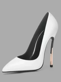 Escarpins basiques blancs pour femmes Chaussures à talons hauts avec bout pointu et bout pointu