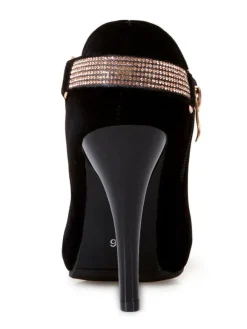 Escarpins bleus pour femmes à talons hauts  bout pointu  strass  chaussures à talon aiguille