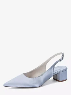 Escarpins de mariage en satin à talon compensé bout pointu et bride arrière