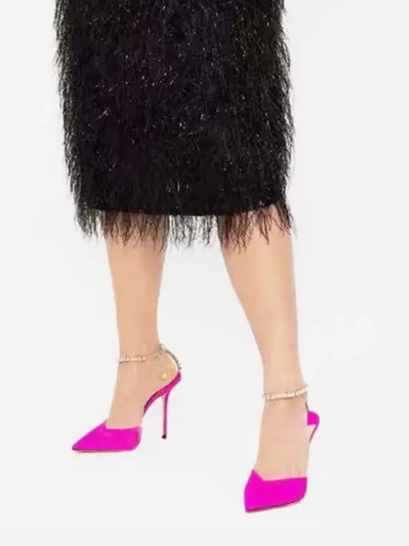 Escarpins de mariée à talons et bride à la cheville pour femmes en satin