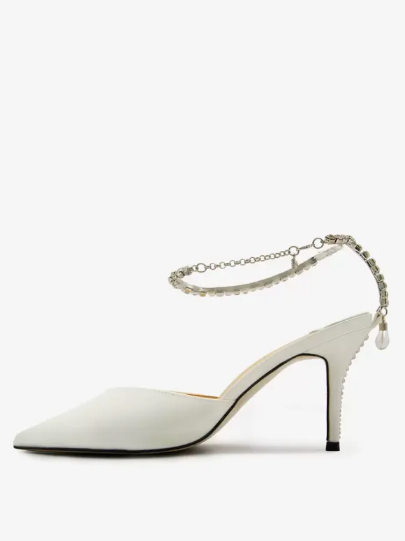 Escarpins de mariée à talons et bride à la cheville pour femmes en satin