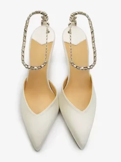Escarpins de mariée à talons et bride à la cheville pour femmes en satin