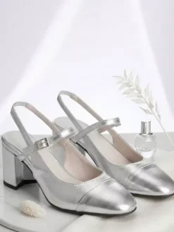Escarpins dorés à talons compensés bout carré bride arrière chaussures de bal