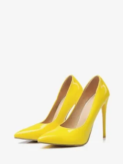 escarpins femme abricot en PU talon haut bout pointu