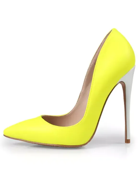Escarpins femme rouge rosé en PU talon haut bout pointu