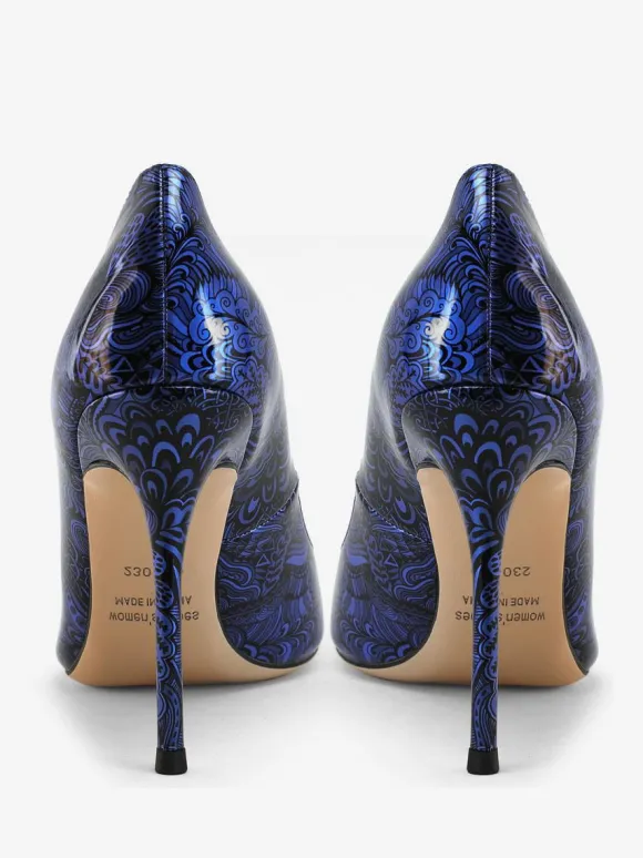 Escarpins femmes à talons aiguilles imprimés en cuir verni