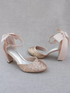 Escarpins habillés femmes beaux n艙uds paillettes bout rond