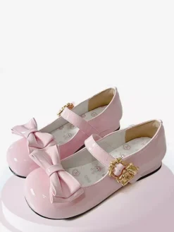 Escarpins Lolita à n艙uds bout rond talon compensé en cuir PU