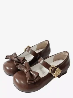 Escarpins Lolita à n艙uds bout rond talon compensé en cuir PU