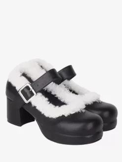 Escarpins Lolita à talons épais en cuir PU noir Sweet Lolita Footwear