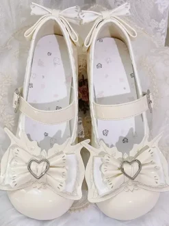 Escarpins Lolita Sweet bleu ciel clair n艙uds cuir PU petit talon style ergonomie.