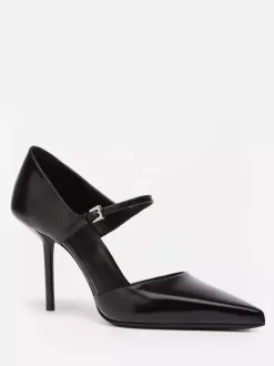 Escarpins Mary Jane noirs à talons hauts et bout pointu pour femmes