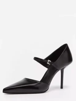 Escarpins Mary Jane noirs à talons hauts et bout pointu pour femmes