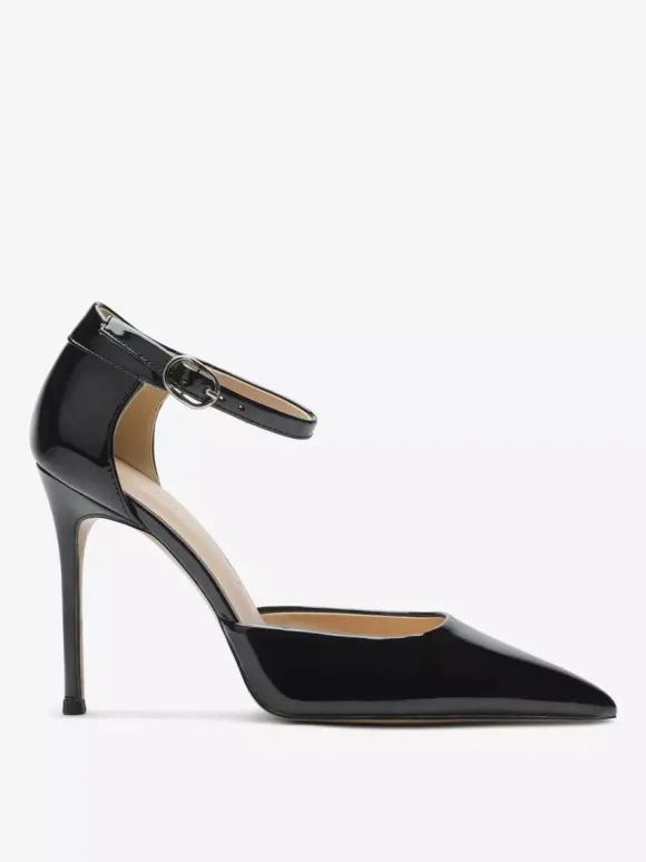 Escarpins noirs à bout pointu et bride cheville pour femmes