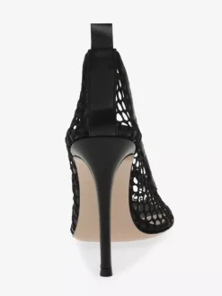 Escarpins noirs à talons hauts et bout pointu en maille chaussures habillées à talons aiguilles