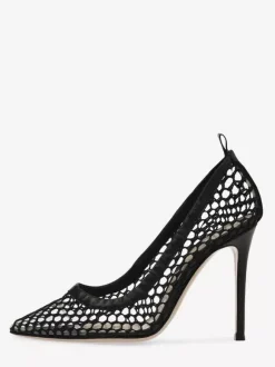 Escarpins noirs à talons hauts et bout pointu en maille chaussures habillées à talons aiguilles