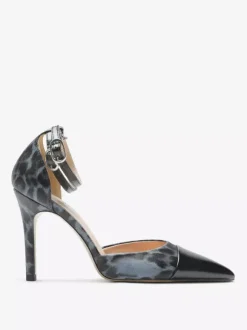 Escarpins noirs à talons hauts pour femmes bout pointu et bride cheville