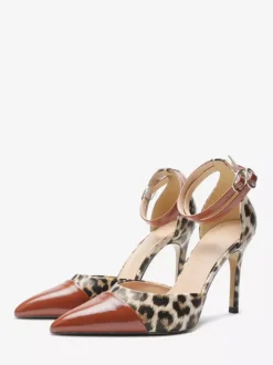 Escarpins noirs à talons hauts pour femmes bout pointu et bride cheville