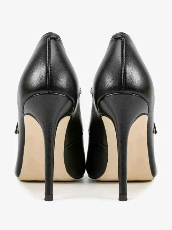 Escarpins noirs Mary Jane à bout pointu et talons aiguilles