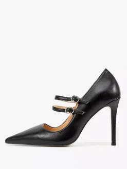 Escarpins noirs Mary Jane à bout pointu et talons aiguilles