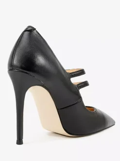 Escarpins noirs Mary Jane à bout pointu et talons aiguilles