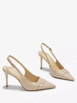 Escarpins nude à bout pointu et talons aiguilles chaussures de bal à enfiler