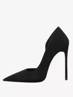 Escarpins Talons hauts femmes en daim noir bout pointu talon aiguille chaussures habillées