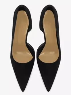 Escarpins Talons hauts femmes en daim noir bout pointu talon aiguille chaussures habillées