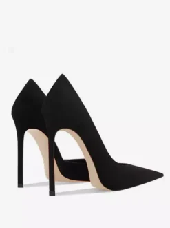 Escarpins Talons hauts femmes en daim noir bout pointu talon aiguille chaussures habillées