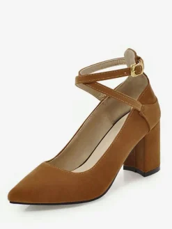 Escarpins à bout pointu en daim bordeaux à talons compensés