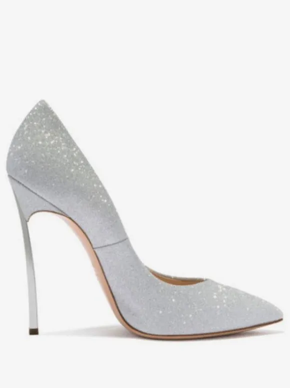 Escarpins de Soirée à Talons Hautes Fins Femmes en Paillette avec Bout Pointu à Cuir Synthétique Unicolore
