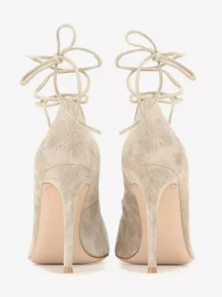 Escarpins en daim à talons hauts et bout pointu croisés pour femmes