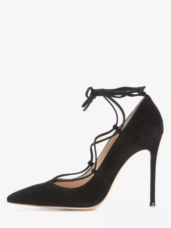 Escarpins en daim à talons hauts et bout pointu croisés pour femmes