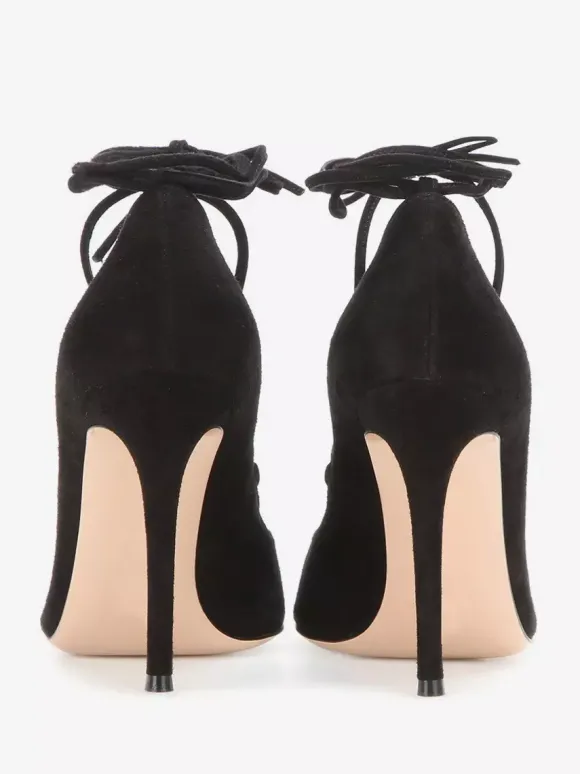 Escarpins en daim à talons hauts et bout pointu croisés pour femmes