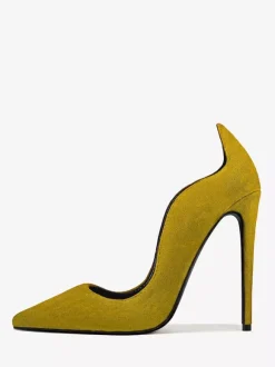 Escarpins en daim à talons hauts bout pointu à enfiler pour femme
