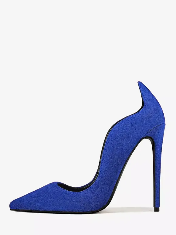 Escarpins en daim à talons hauts bout pointu à enfiler pour femme