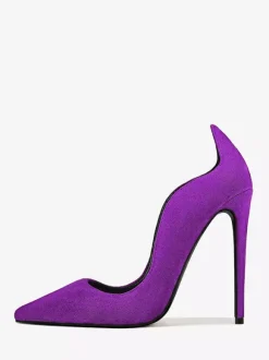 Escarpins en daim à talons hauts bout pointu à enfiler pour femme
