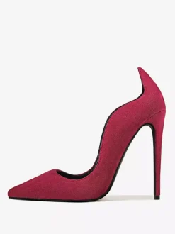 Escarpins en daim à talons hauts bout pointu à enfiler pour femme