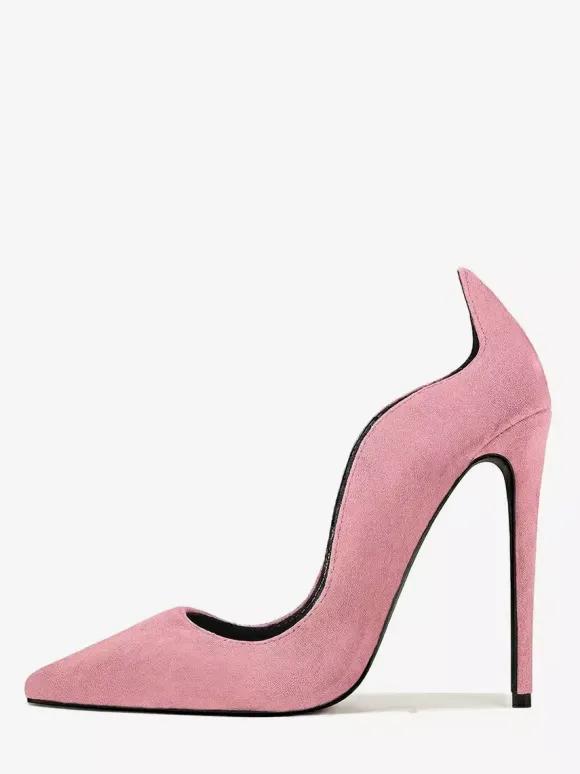 Escarpins en daim à talons hauts bout pointu à enfiler pour femme