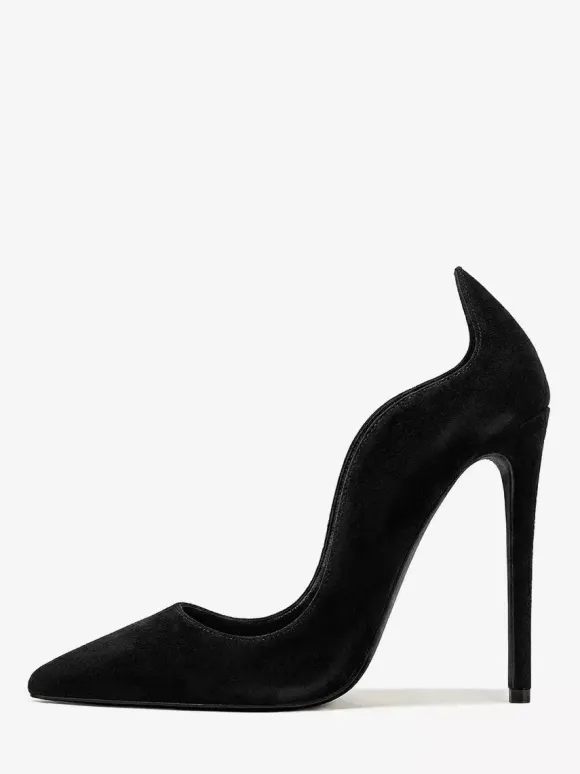 Escarpins en daim à talons hauts bout pointu à enfiler pour femme