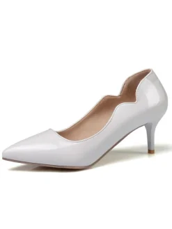 Escarpins femme couleur nue en PU bout pointu talon mi-bas