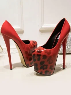 Escarpins femme plateforme talon haut argent brillante en PU