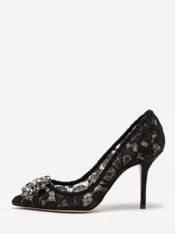 Escarpins Femmes À Talons Aiguilles En Cristal Chaussures Dentelle À Bout Pointu