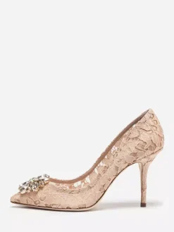 Escarpins Femmes À Talons Aiguilles En Cristal Chaussures Dentelle À Bout Pointu