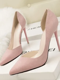 Escarpins femme talons hauts bout pointu talon aiguille bleu Royal en daim