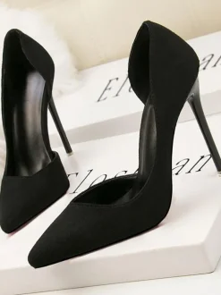 Escarpins femme talons hauts bout pointu talon aiguille bleu Royal en daim