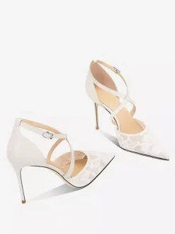 Escarpins à lacets pour femmes bout pointu brides croisées chaussures de mariage et de soirée