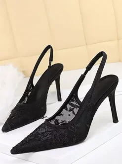 Escarpins à lacets pour femmes bout pointu et bride arrière