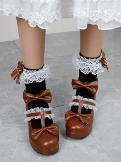 Escarpins Lolita à bout rond en cuir PU à bout rond blanc